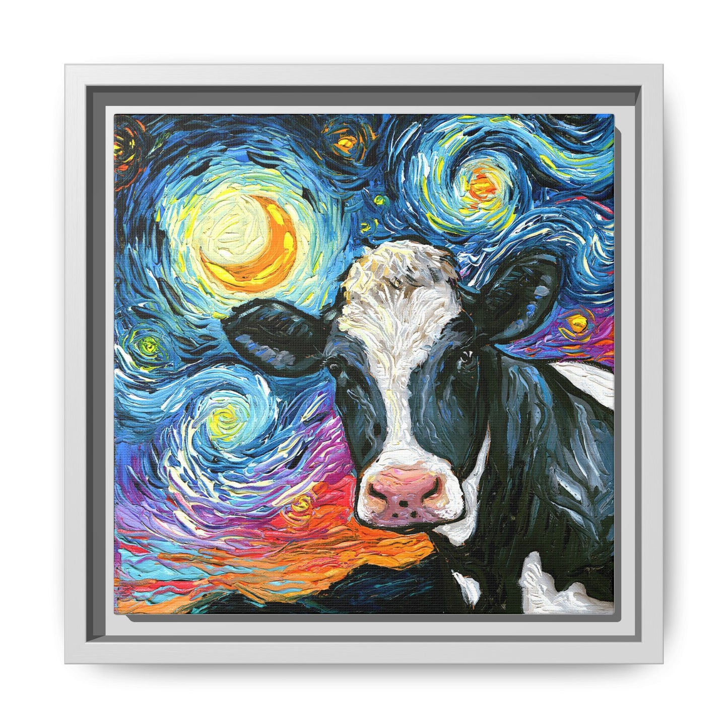 "Holstein Night" Framed Canvas Wall Art