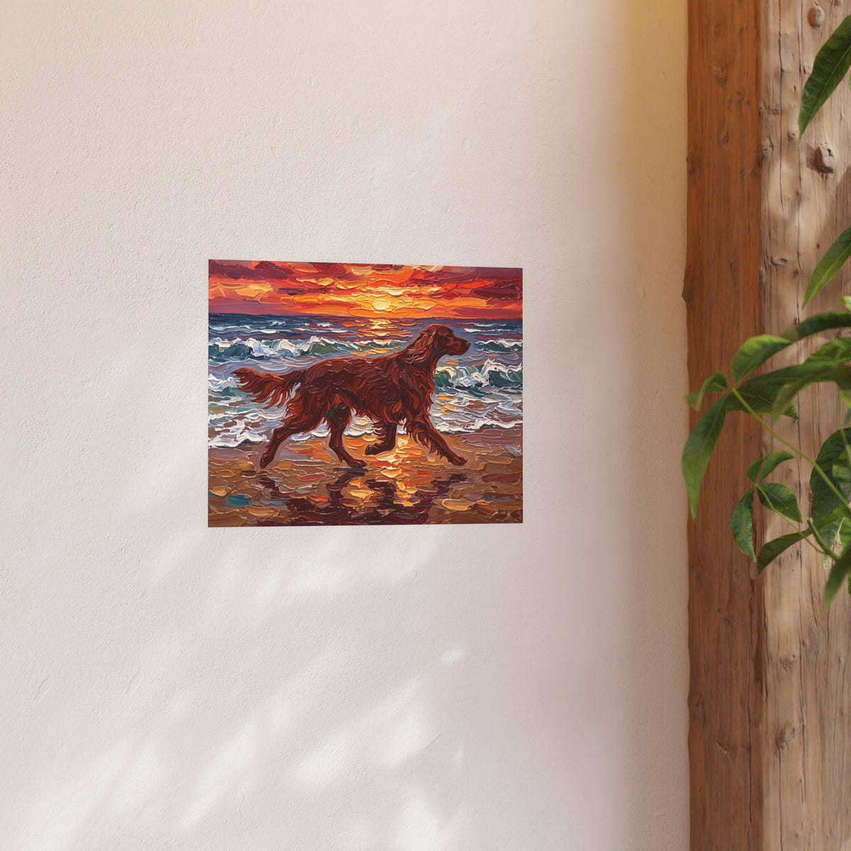 "Beach Day - Irish Setter" Wall Art Paper Print