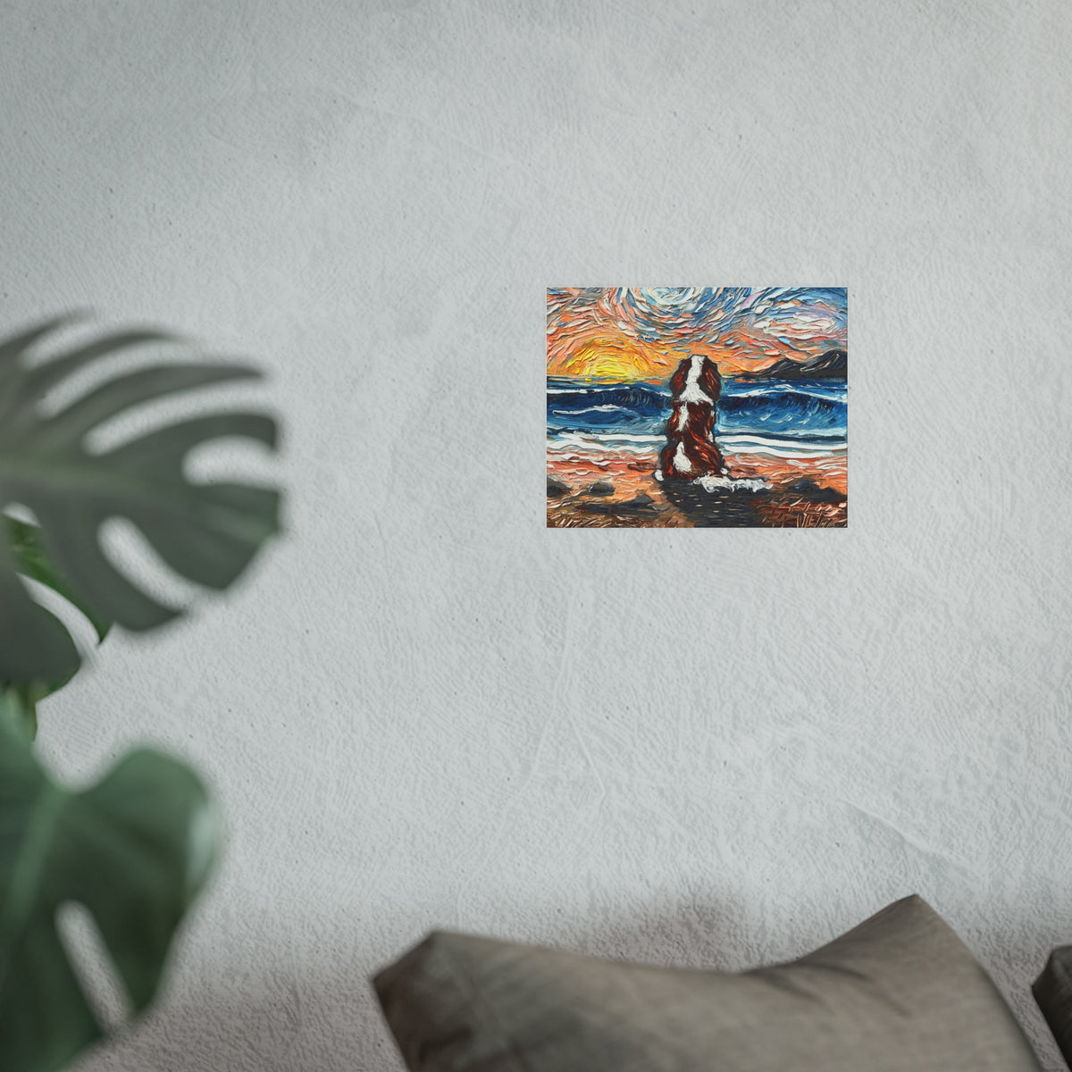 "Beach Day - Blenheim Spaniel" Wall Art Paper Print