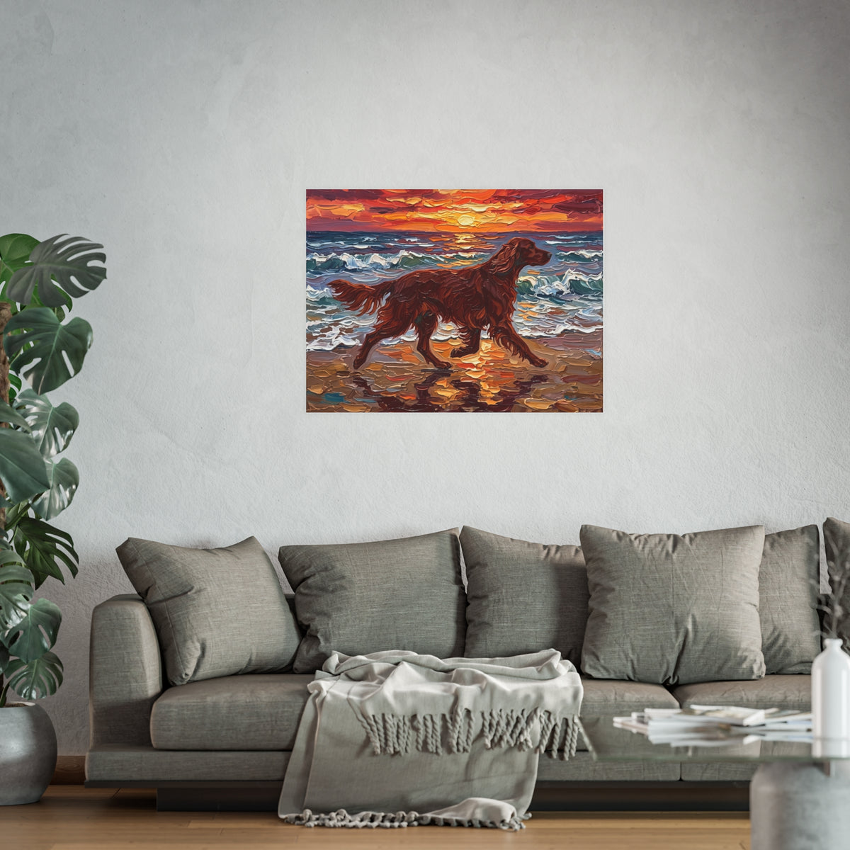 "Beach Day - Irish Setter" Wall Art Paper Print