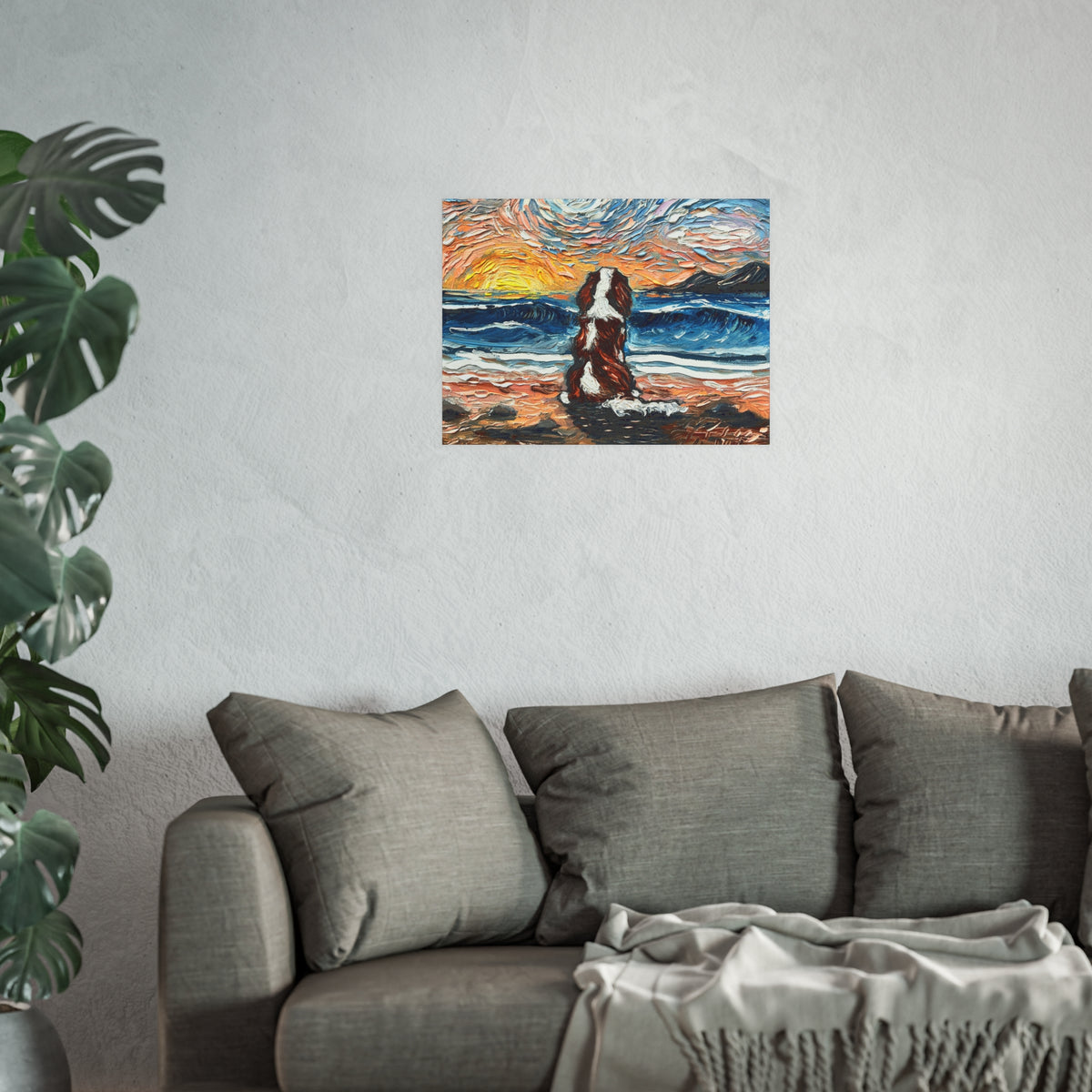 "Beach Day - Blenheim Spaniel" Wall Art Paper Print