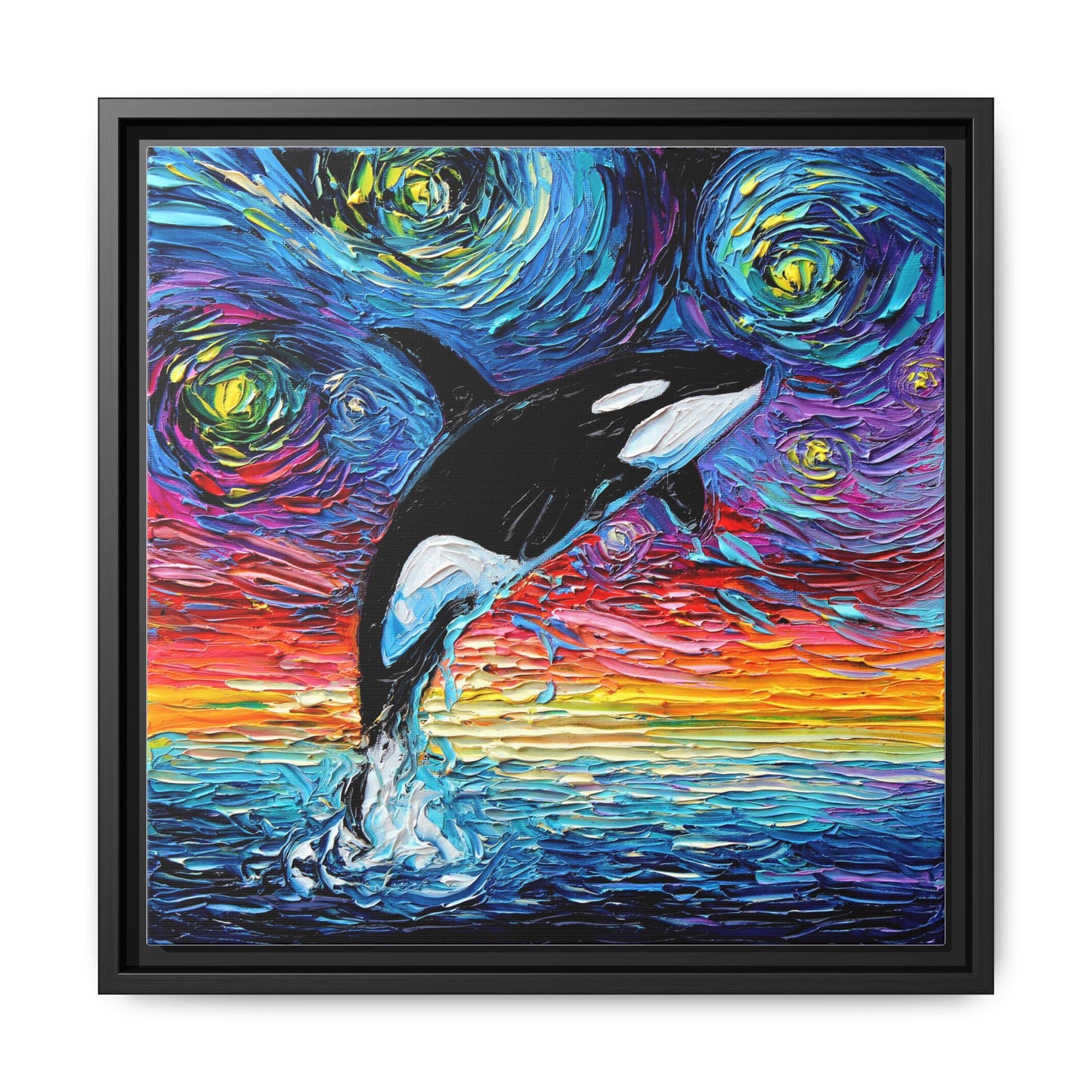 "Orca Night" Framed Canvas Wall Art
