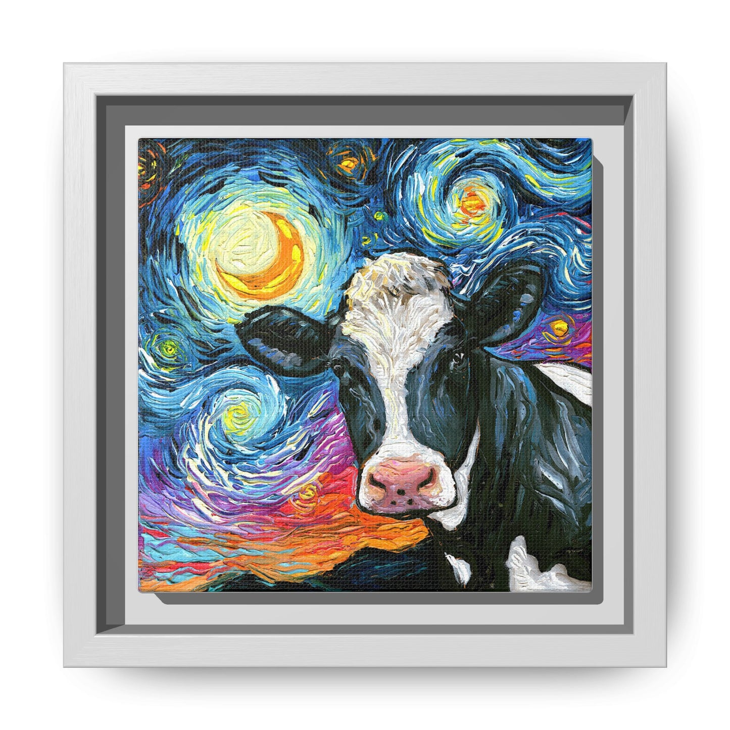 "Holstein Night" Framed Canvas Wall Art