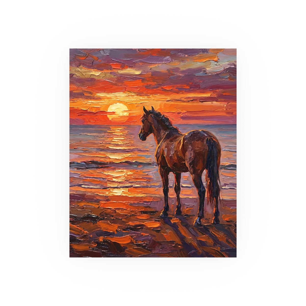 "Beach Sunset - Chocolate Mare" Wall Art Paper Print
