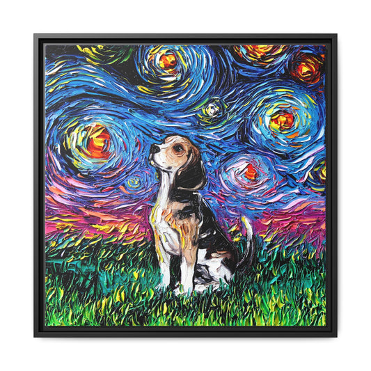 "Beagle Night" Framed Canvas Wall Art