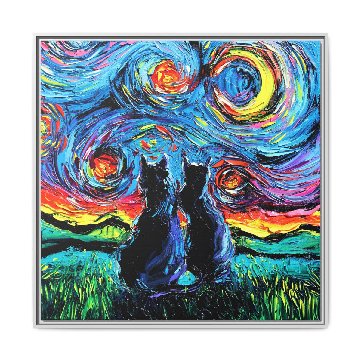 "van Gogh's Cats" Framed Canvas Wall Art