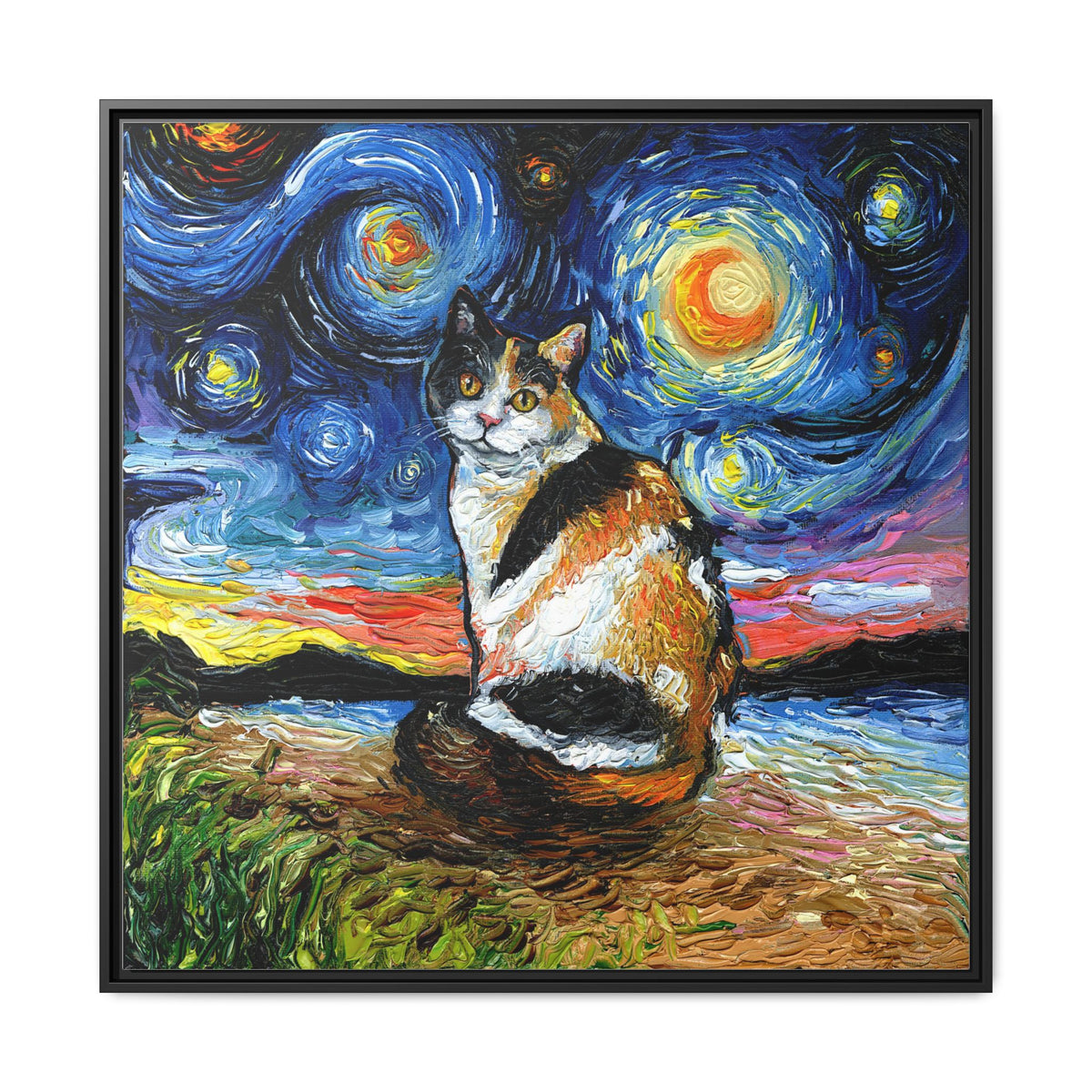 "Calico Night" Framed Canvas Wall Art