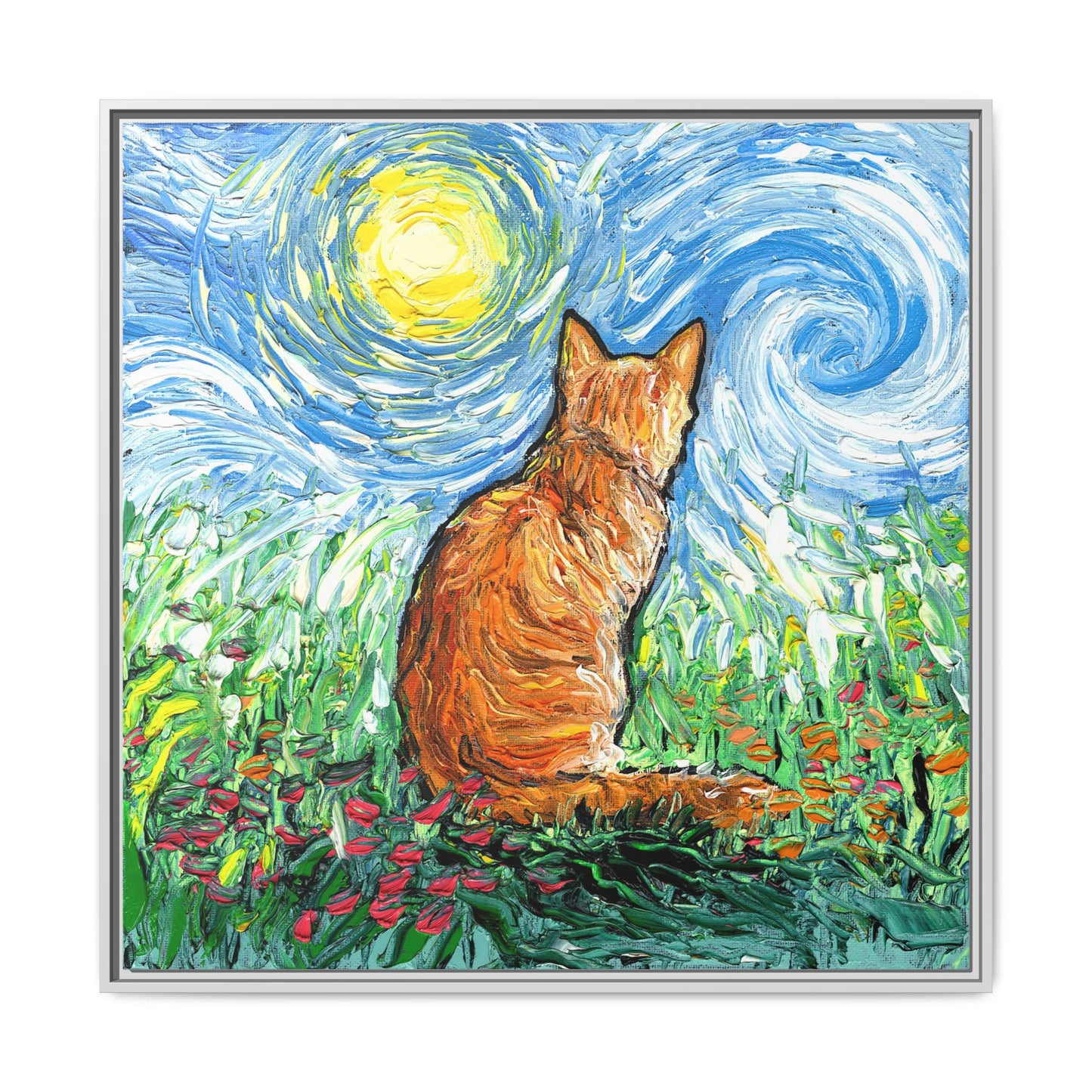 "Starry Morning" Framed Canvas Wall Art