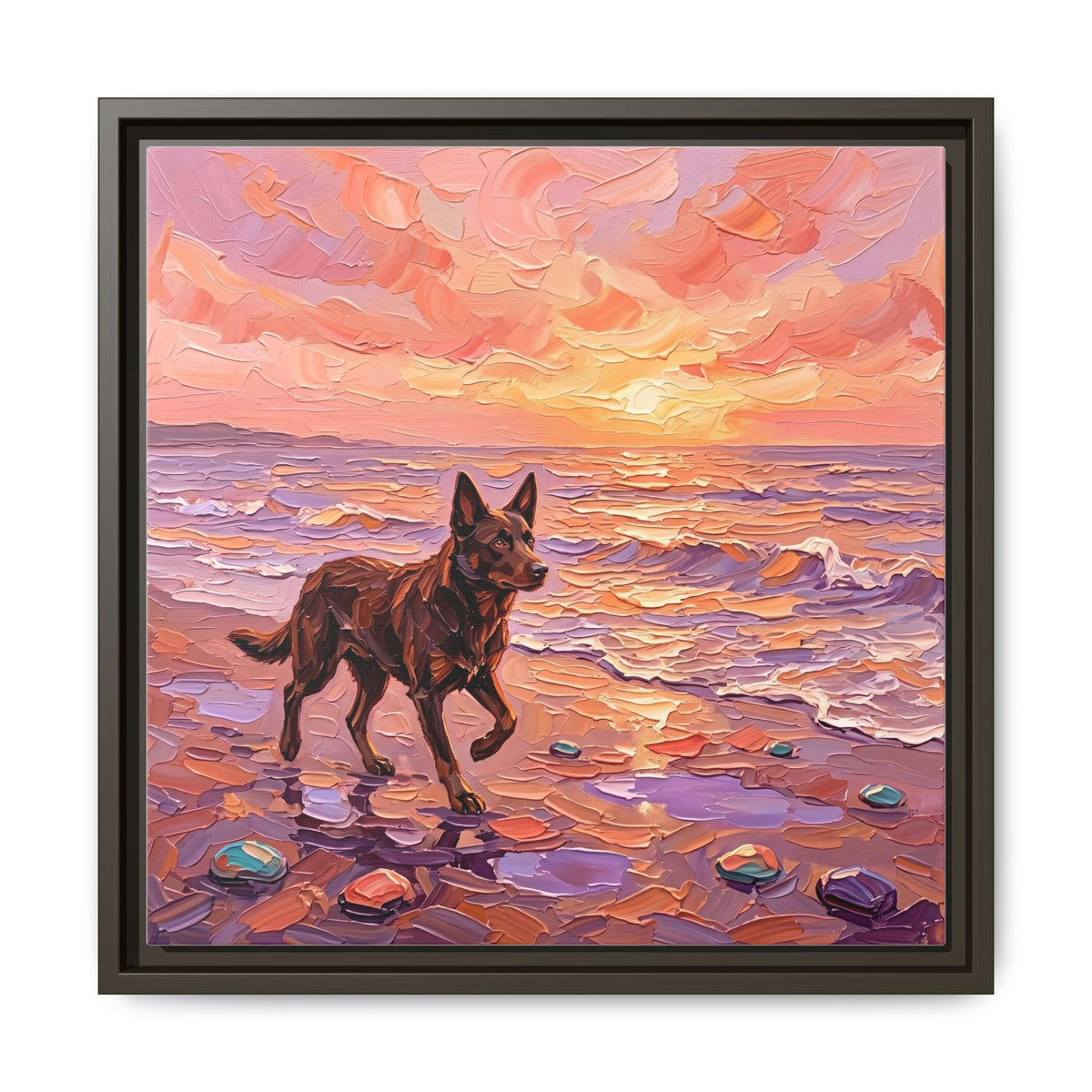 "Beach Day - Kelpie" Framed Canvas Wall Art