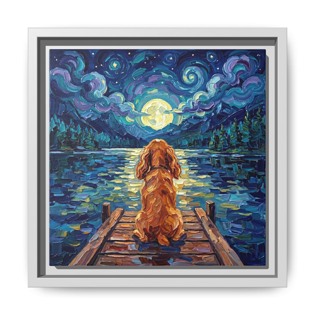 "On The Dock - Red Cocker Spaniel" Framed Canvas Wall Art