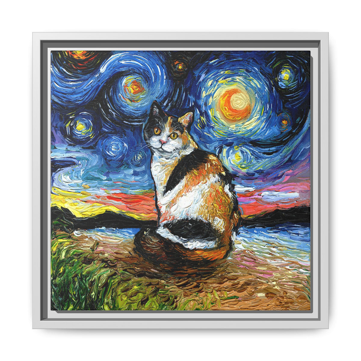 "Calico Night" Framed Canvas Wall Art