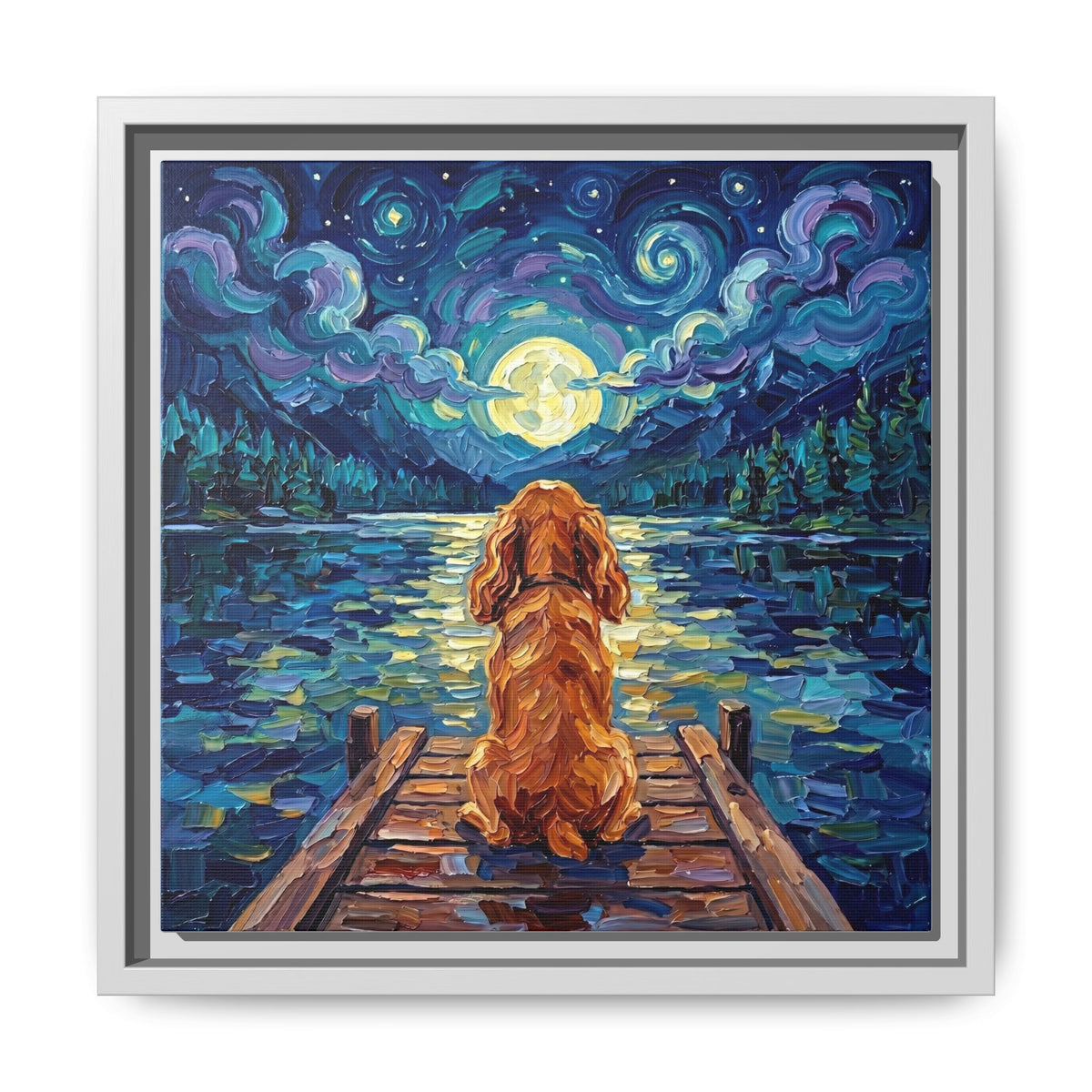 "On The Dock - Red Cocker Spaniel" Framed Canvas Wall Art