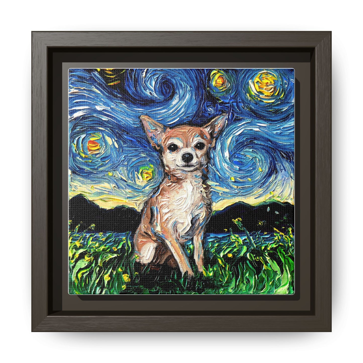 "Chihuahua Night" Framed Canvas Wall Art