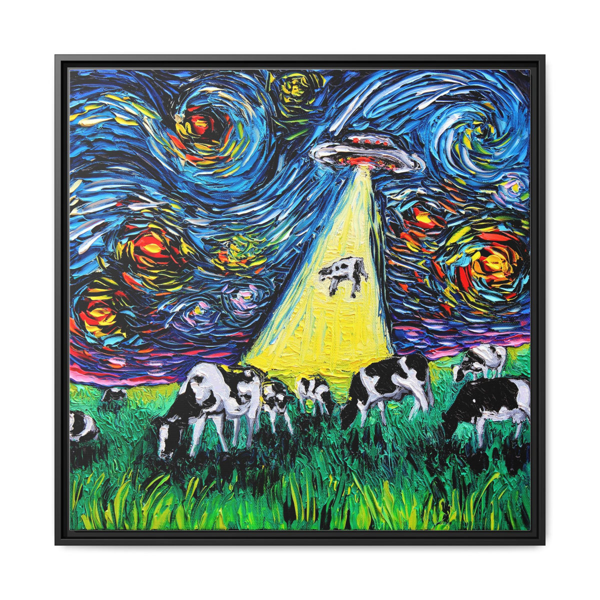 "van Gogh Was Never Abducted" Framed Canvas Wall Art