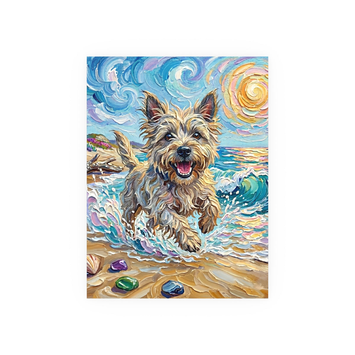 "Beach Day - Cairn Terrier" Wall Art Paper Print