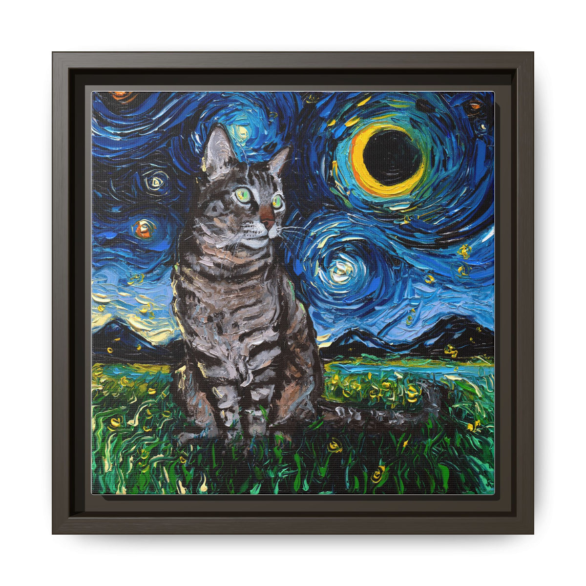 "Tabby Night" Framed Canvas Wall Art