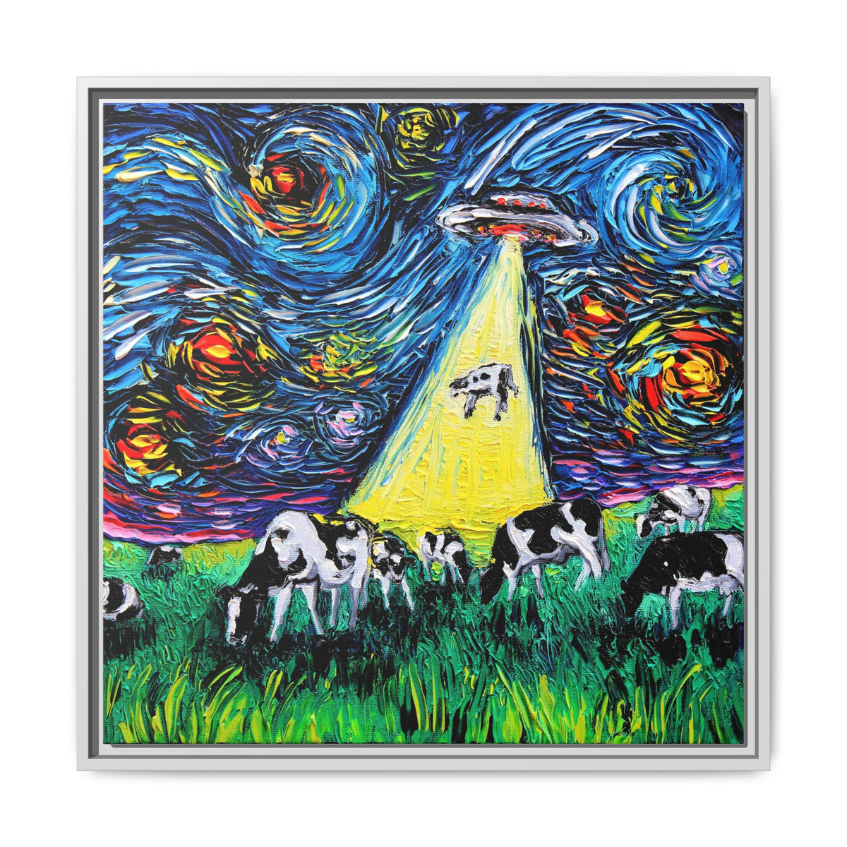 "van Gogh Was Never Abducted" Framed Canvas Wall Art