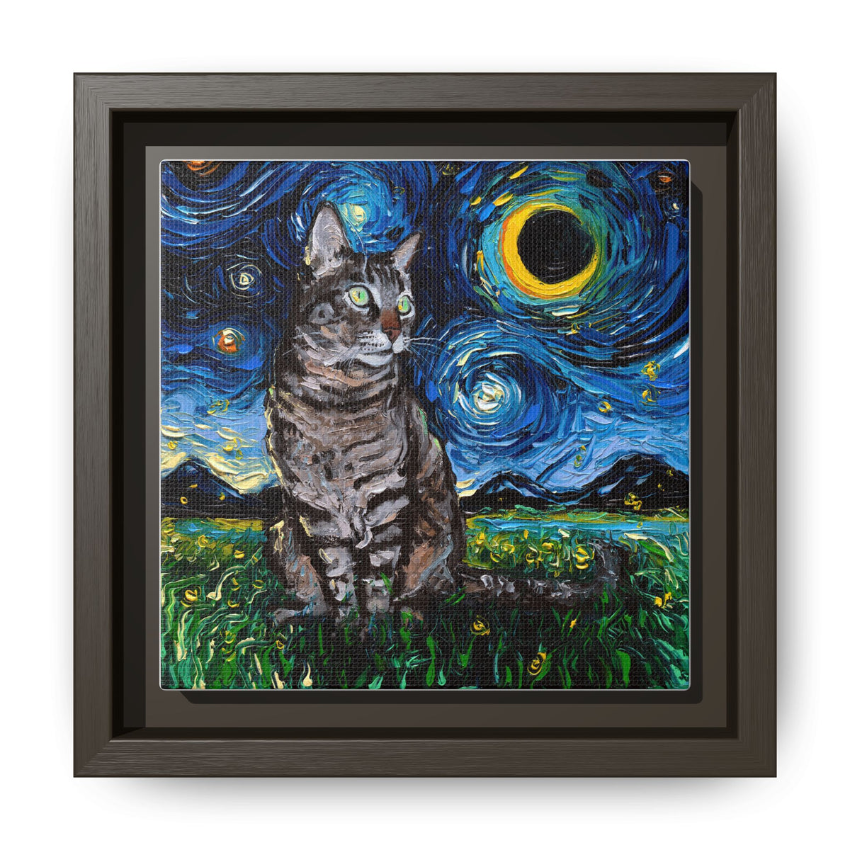 "Tabby Night" Framed Canvas Wall Art