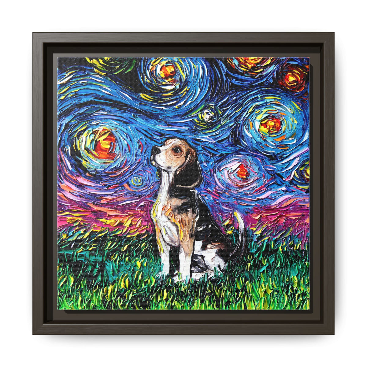 "Beagle Night" Framed Canvas Wall Art