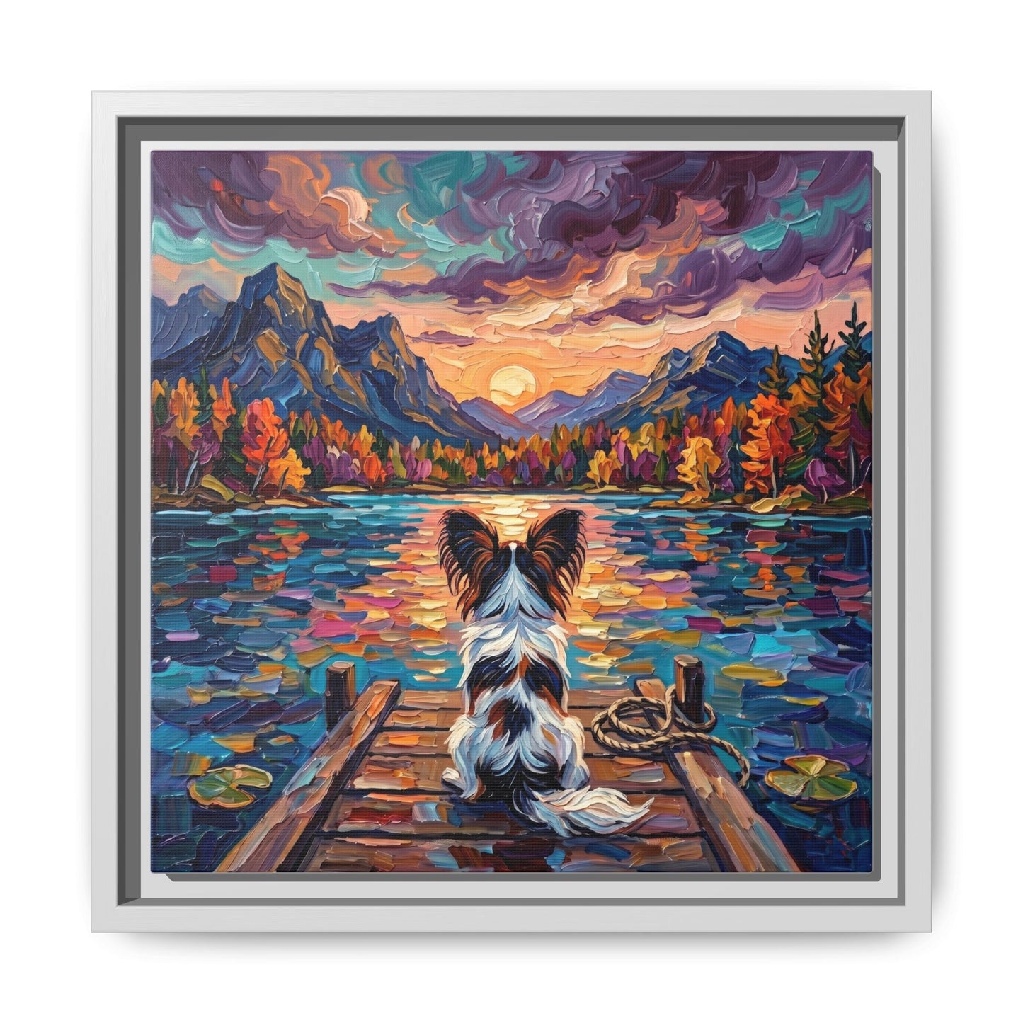 "On The Dock - Papillon" Framed Canvas Wall Art