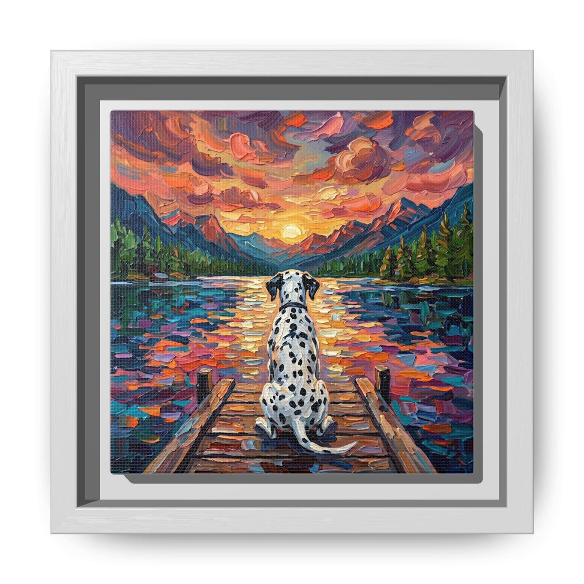"On The Dock - Dalmatian" Framed Canvas Wall Art