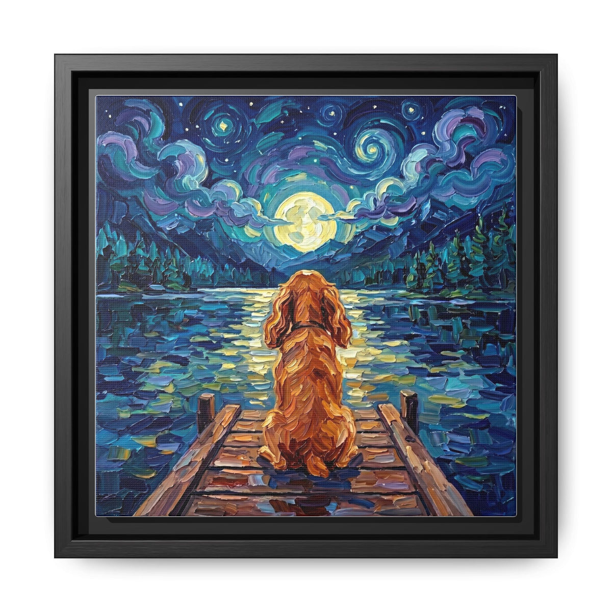 "On The Dock - Red Cocker Spaniel" Framed Canvas Wall Art