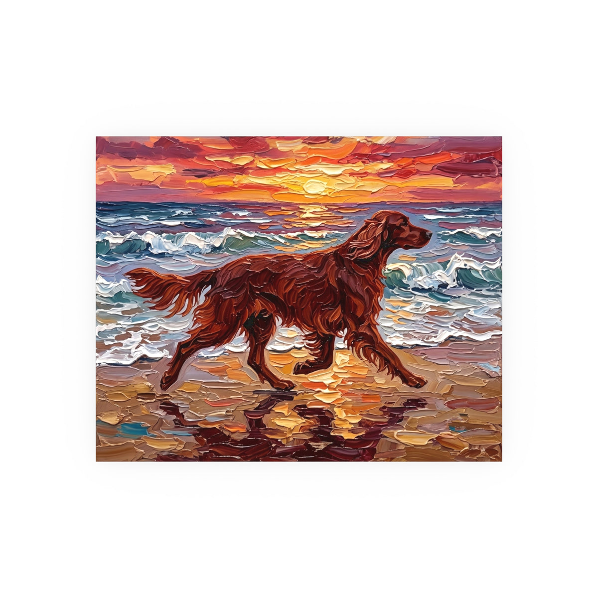 "Beach Day - Irish Setter" Wall Art Paper Print
