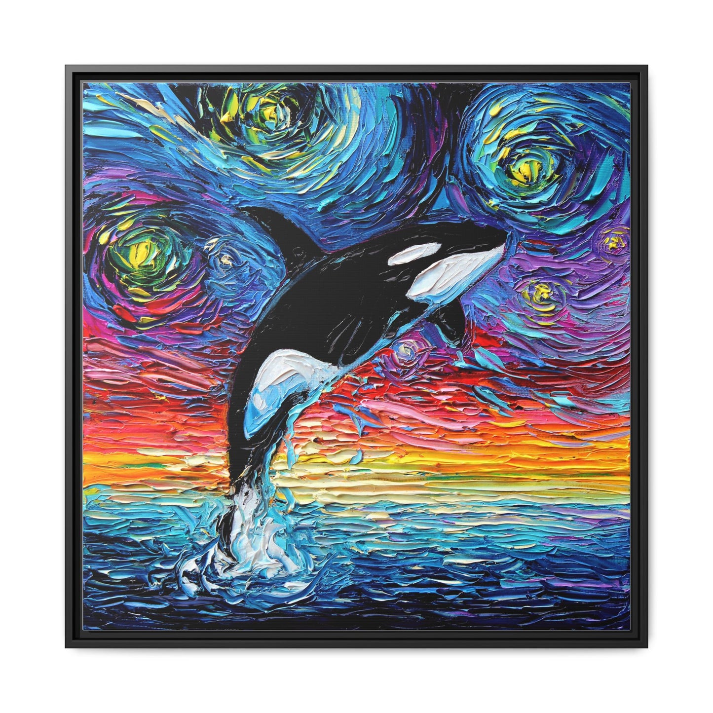 "Orca Night" Framed Canvas Wall Art