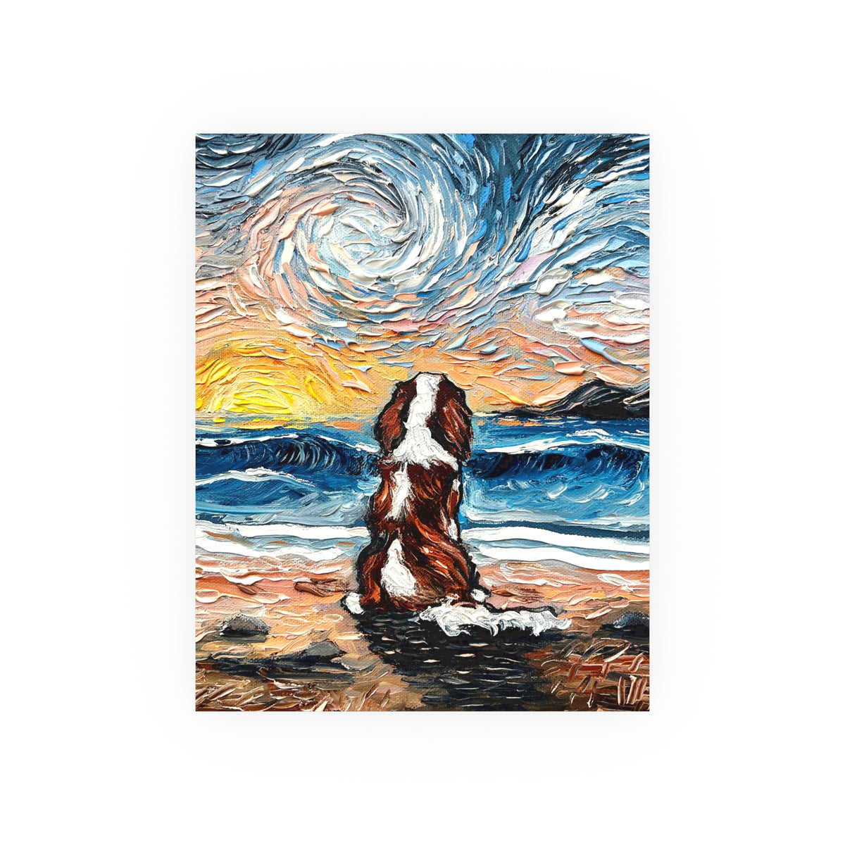"Beach Day - Blenheim Spaniel" Wall Art Paper Print