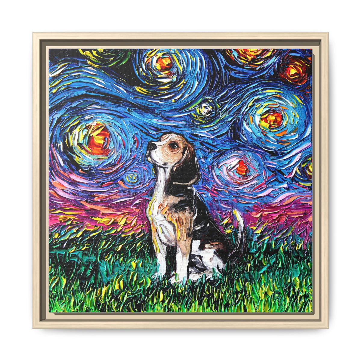 "Beagle Night" Framed Canvas Wall Art