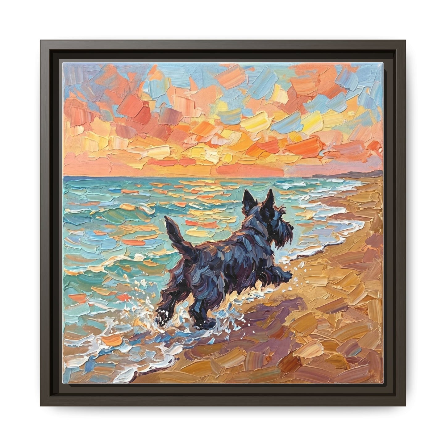 "Beach Day - Scottie" Framed Canvas Wall Art