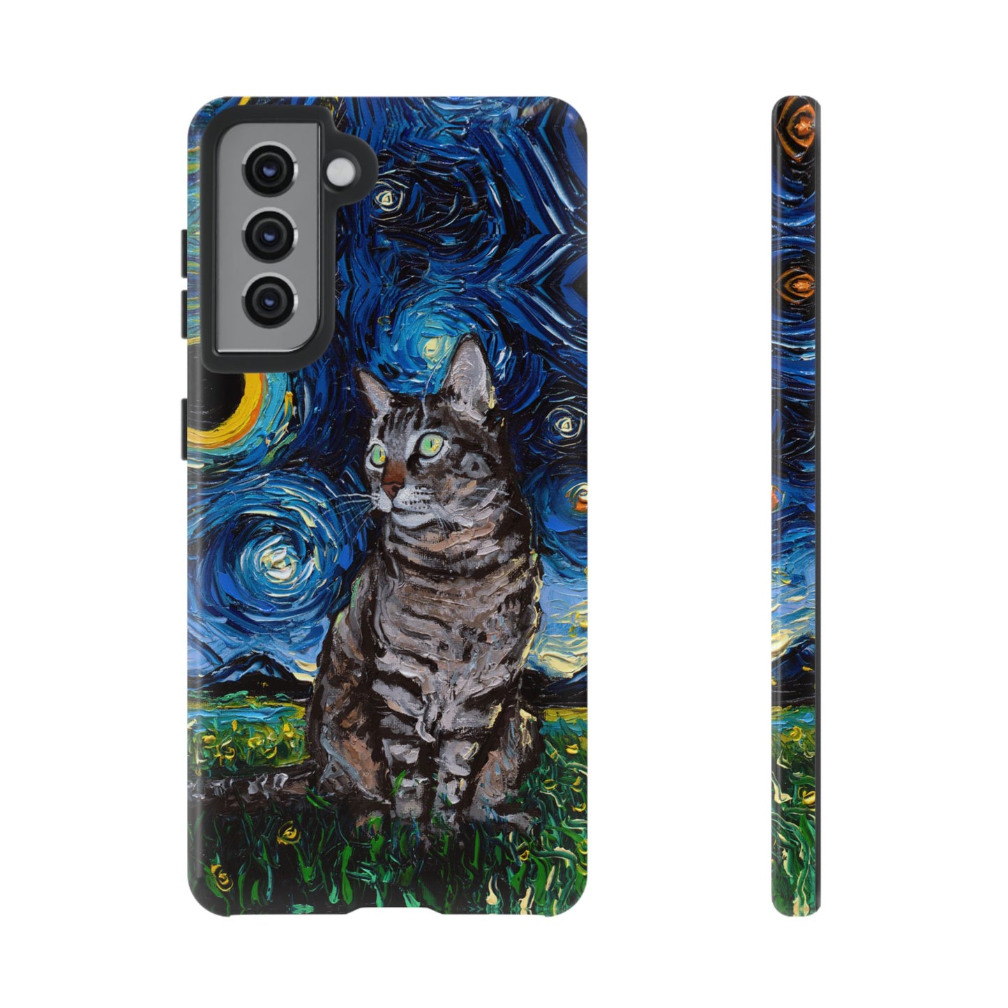 Tabby Cat Starry Night Art Phone Case
