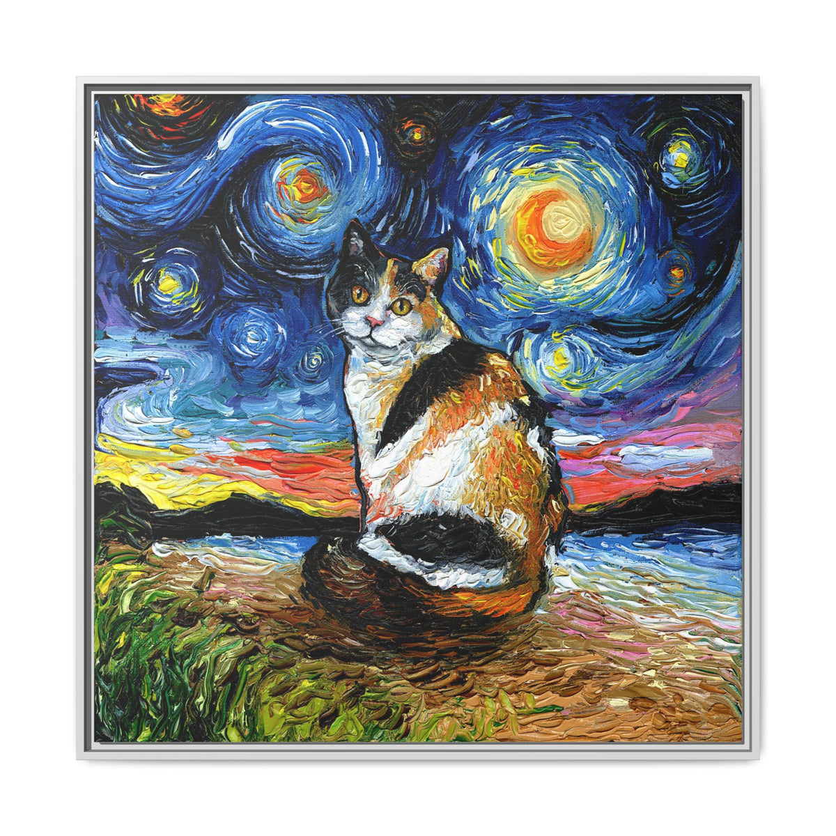 "Calico Night" Framed Canvas Wall Art