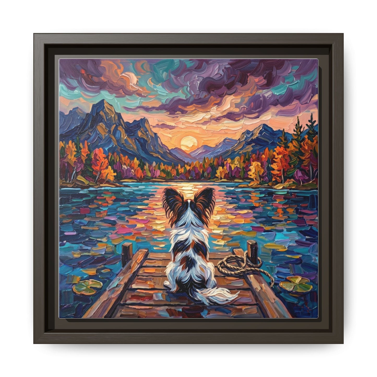 "On The Dock - Papillon" Framed Canvas Wall Art