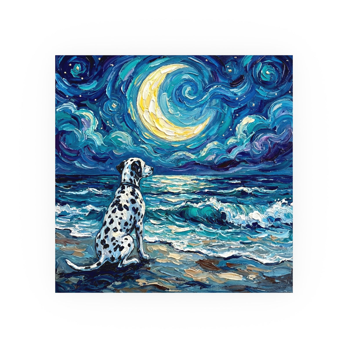 "Beach Night - Dalmatian" Wall Art Paper Print