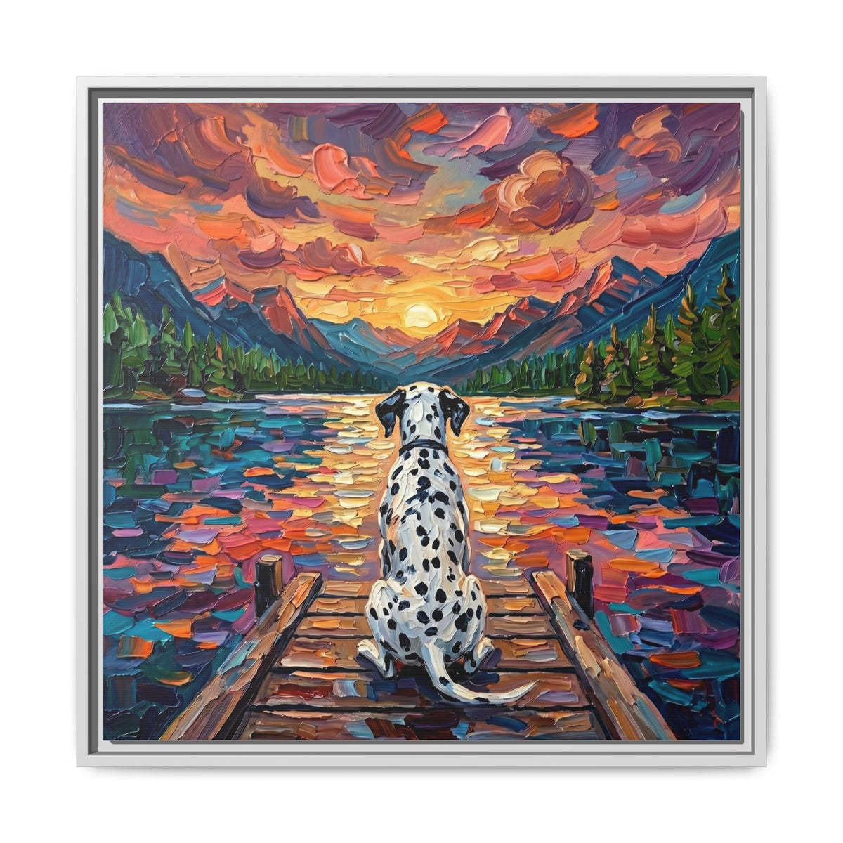 "On The Dock - Dalmatian" Framed Canvas Wall Art