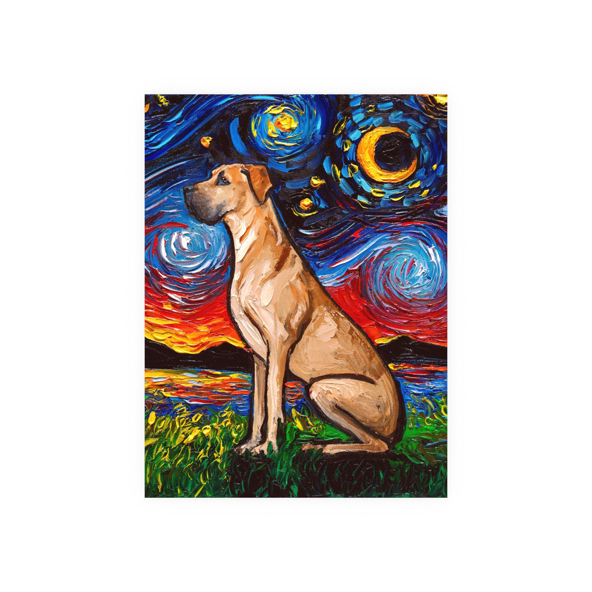 "Fawn Great Dane Night" Wall Art Paper Print