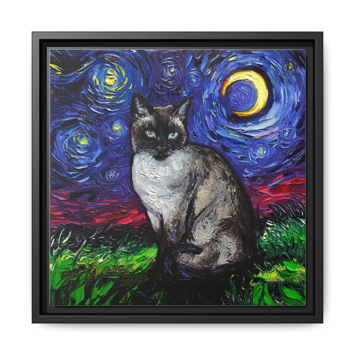 "Siamese Night" Framed Canvas Wall Art