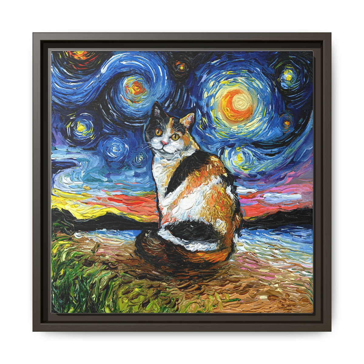 "Calico Night" Framed Canvas Wall Art