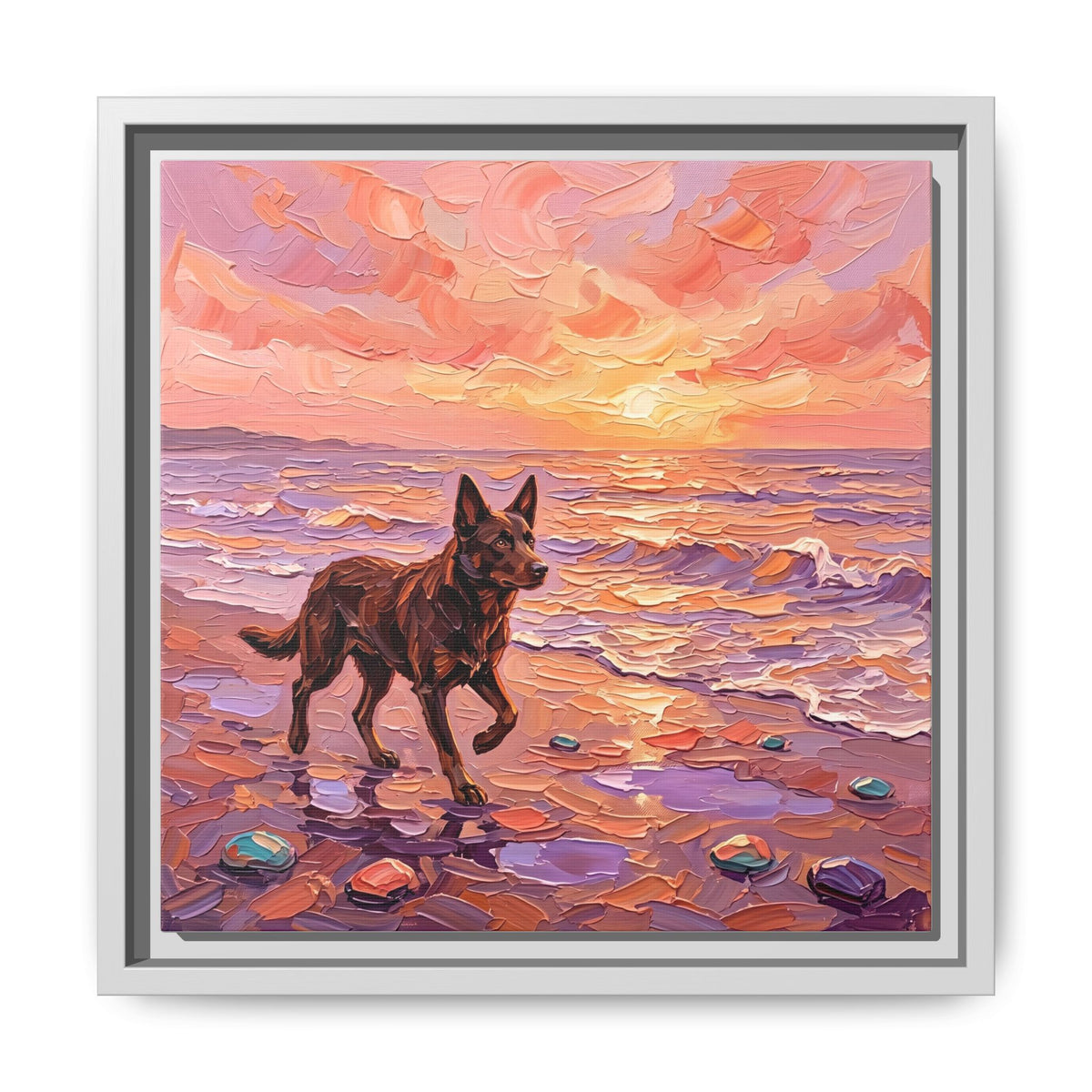 "Beach Day - Kelpie" Framed Canvas Wall Art