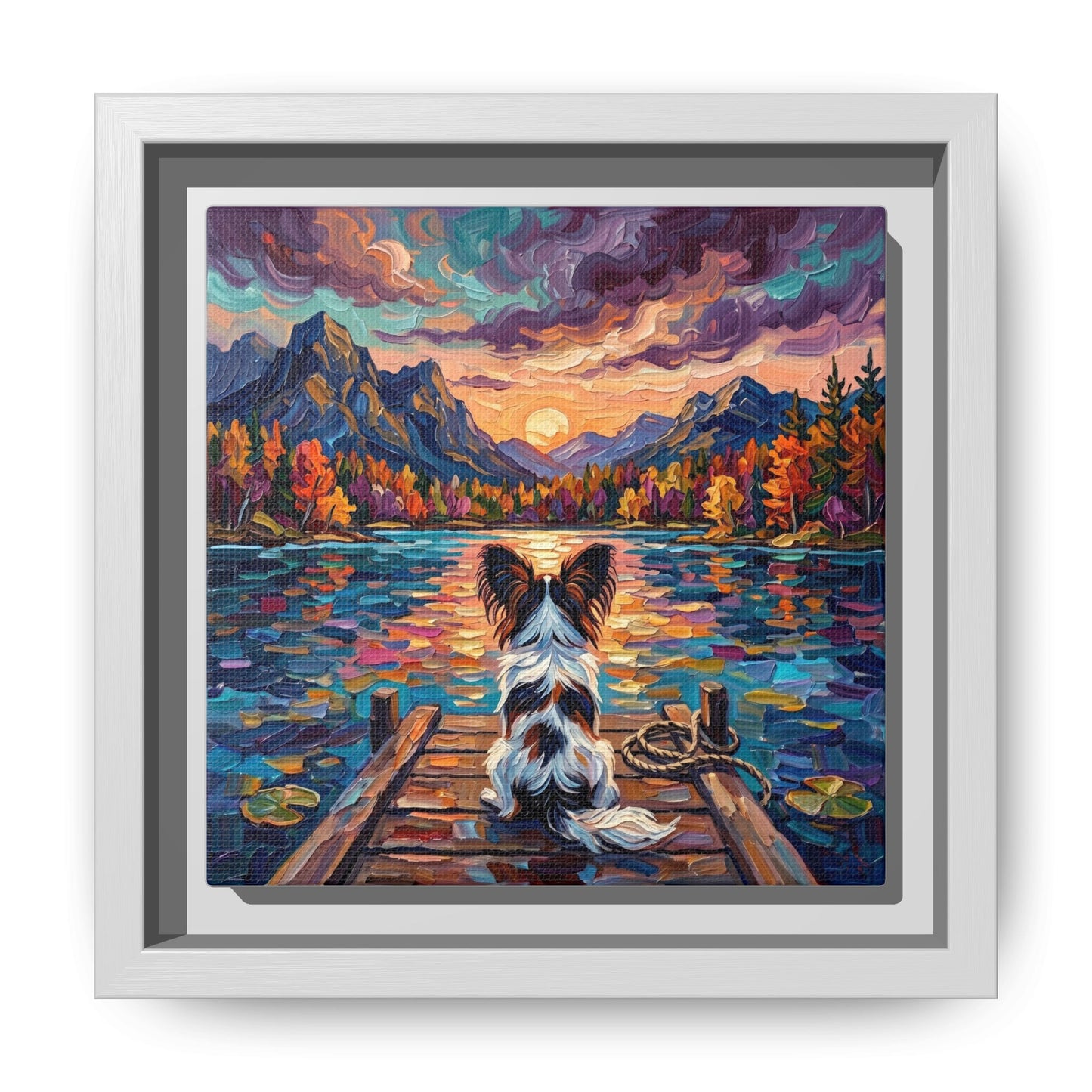 "On The Dock - Papillon" Framed Canvas Wall Art