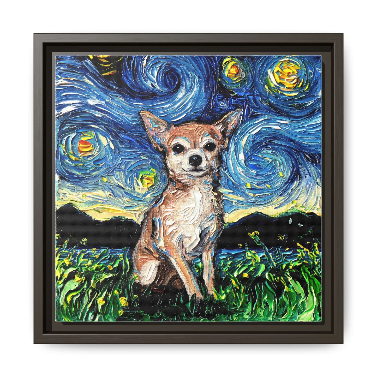 "Chihuahua Night" Framed Canvas Wall Art