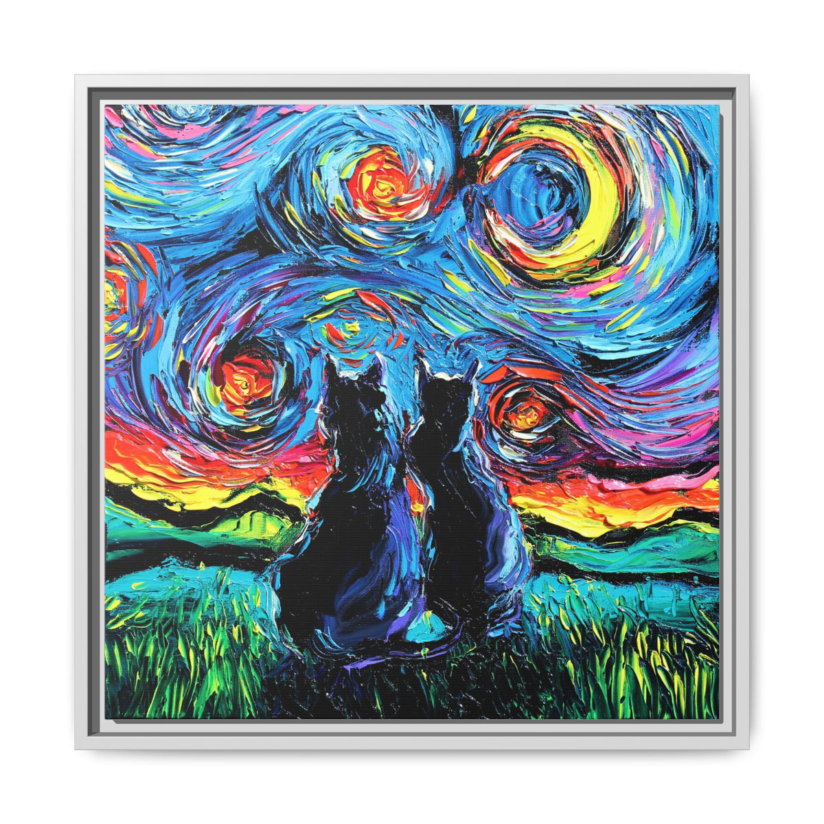 "van Gogh's Cats" Framed Canvas Wall Art