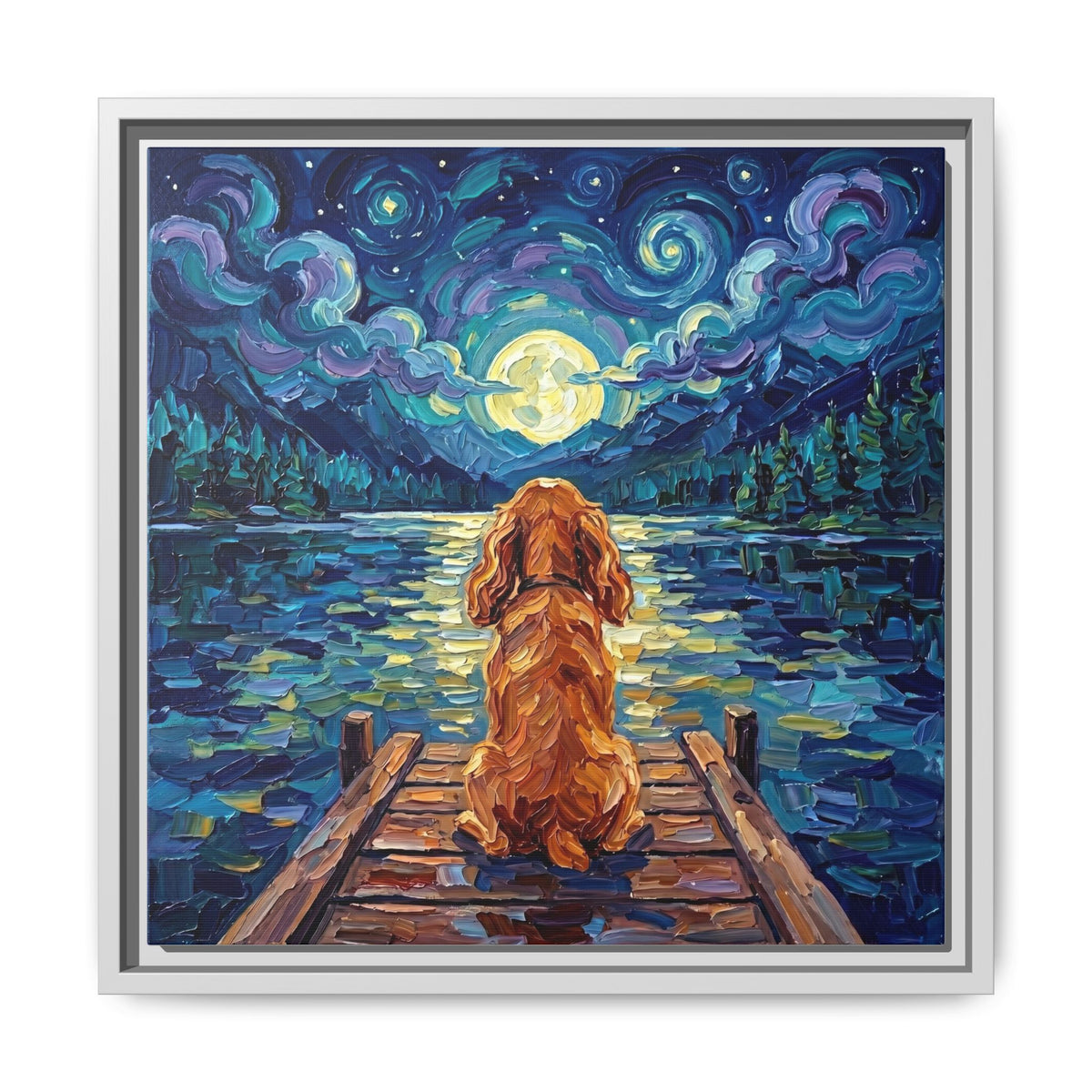 "On The Dock - Red Cocker Spaniel" Framed Canvas Wall Art