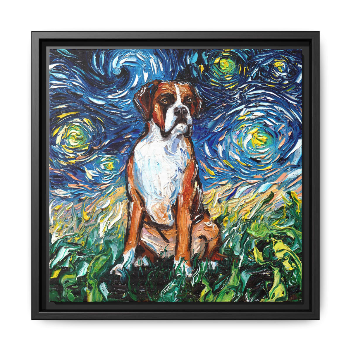 "Boxer Night" Framed Canvas Wall Art