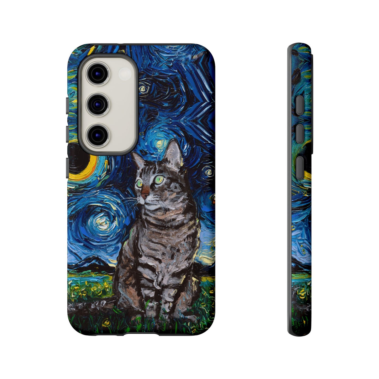 Tabby Cat Starry Night Art Phone Case