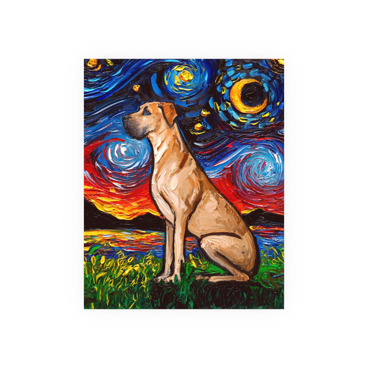"Fawn Great Dane Night" Wall Art Paper Print