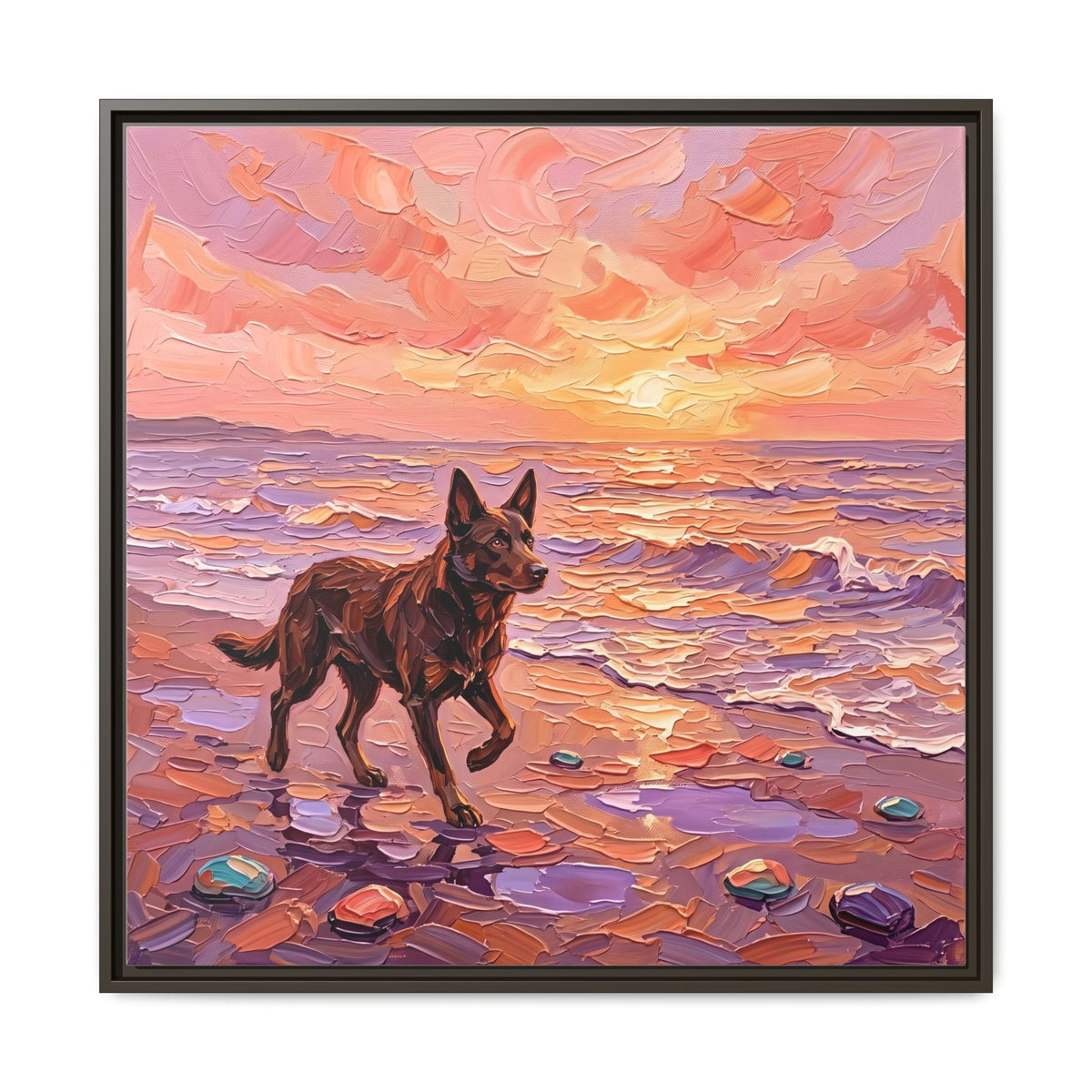 "Beach Day - Kelpie" Framed Canvas Wall Art