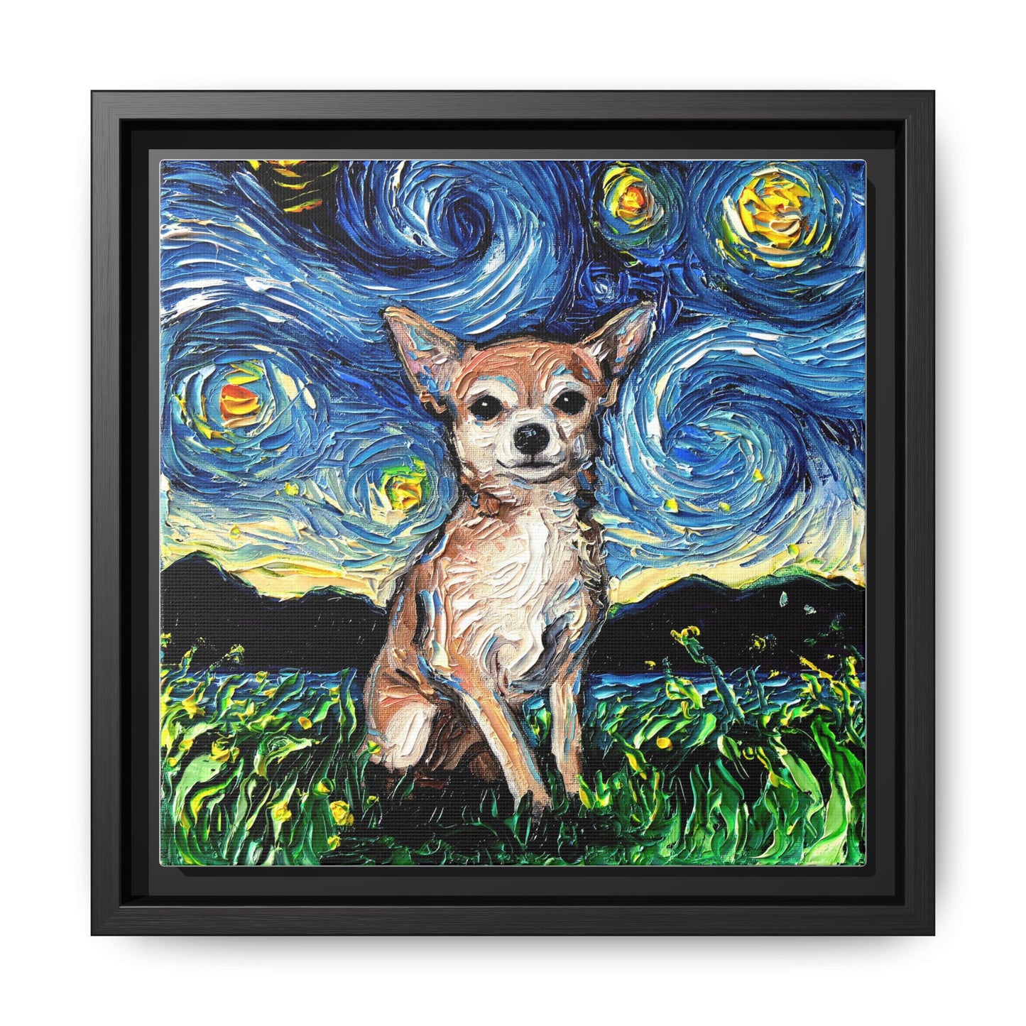 "Chihuahua Night" Framed Canvas Wall Art