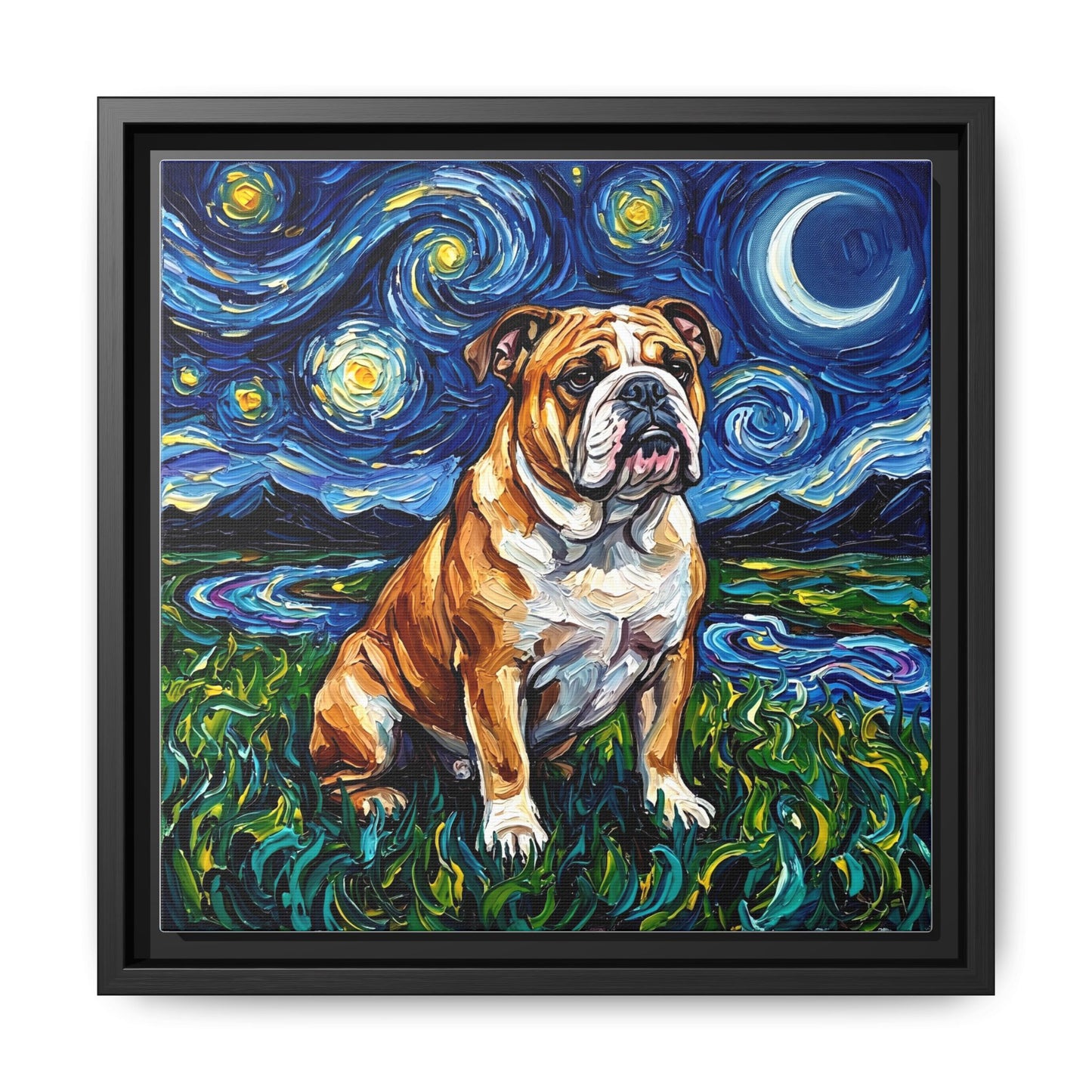"Bulldog Night" Framed Canvas Wall Art